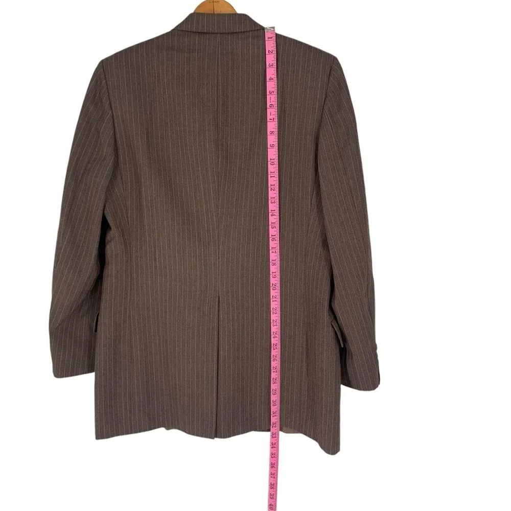 Vintage 70's Lanvin Paris Jacket Virgin Wool Brown Pinstripe Mens Luxury 42 Long